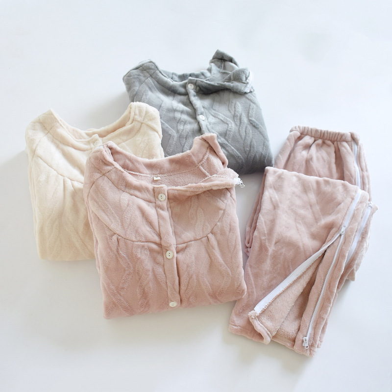 Women's Winter Easy-to-Wear Thick Jacquard Flannel Plus Size Carewear, Warm Therapy Pajamas for Bedridden and Post-Surgery Rehabilitation Women's Winter Easy-to-Wear Thick Jacquard Flannel Plus Size Carewear, Warm Therapy Pajamas for Bedridden and Post-Surgery Rehabilitation