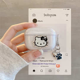 闪粉kt猫适用airpods4代保护套二代3代pro2苹果蓝牙耳机壳可爱女