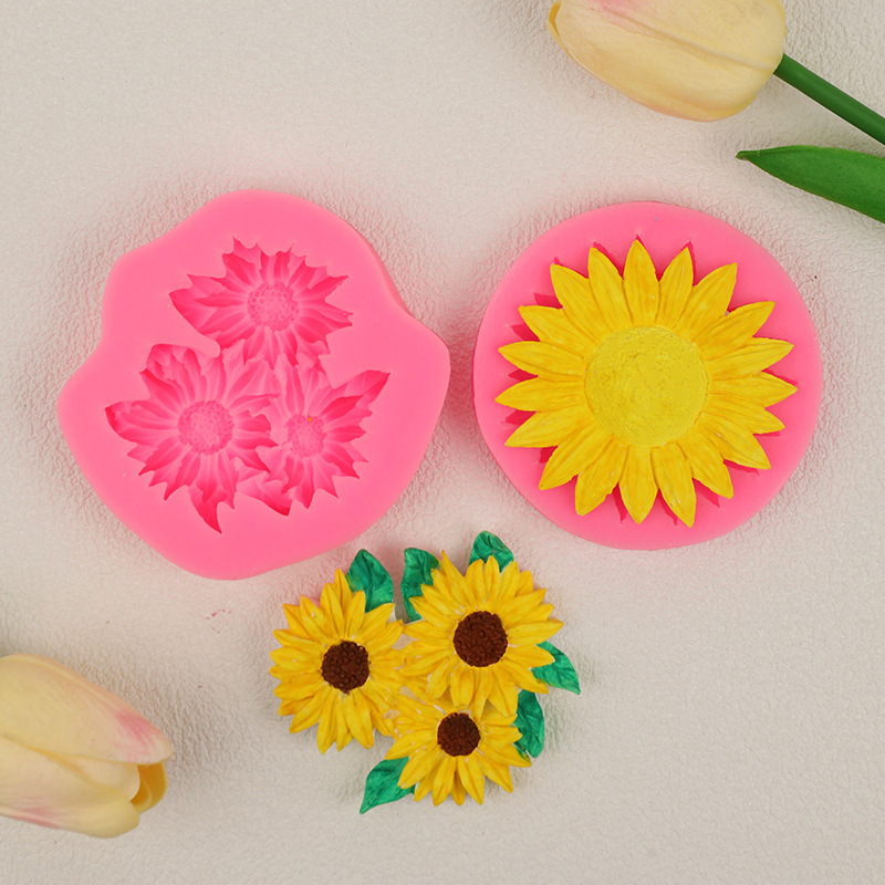 Girasol peonía crisantemo silicona fondant pastel de chocolate postre DIY hecho a mano aromaterapia coche colgante