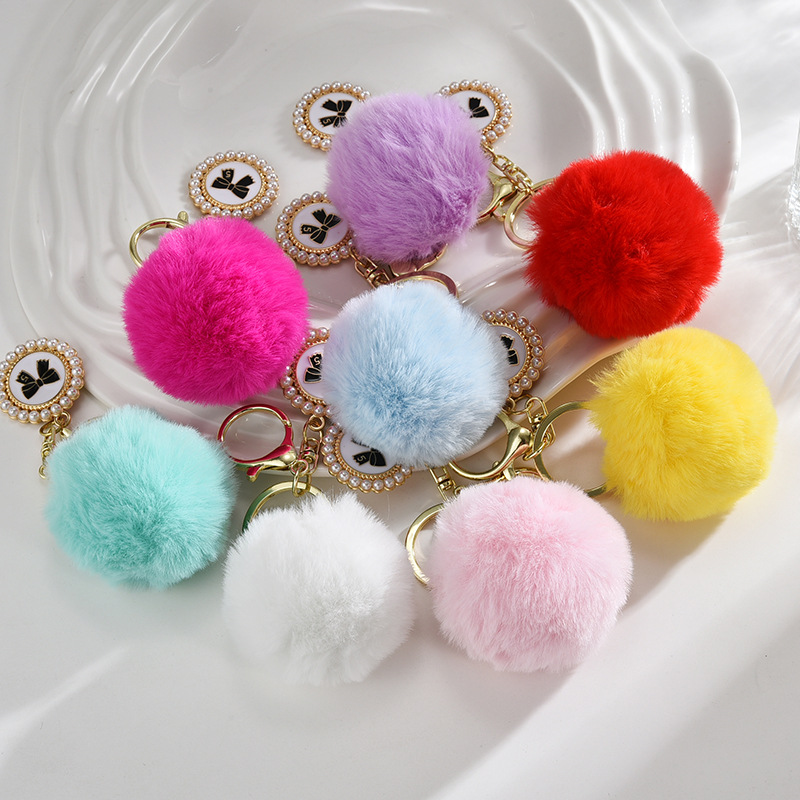BOWKNOT 모피 키 체인 진주 향수 브랜드 가방 펜던트 자동차 펜던트 학생 가방 펜던트 액세서리