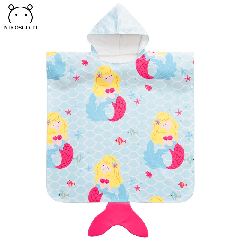 High-End Kidsren's Bathrobe Category a 6-Year-Old Baby Quick-Drying Swimming Bath Towel Girl Mermaid Quick-Drying Absorbent Towel Cloak