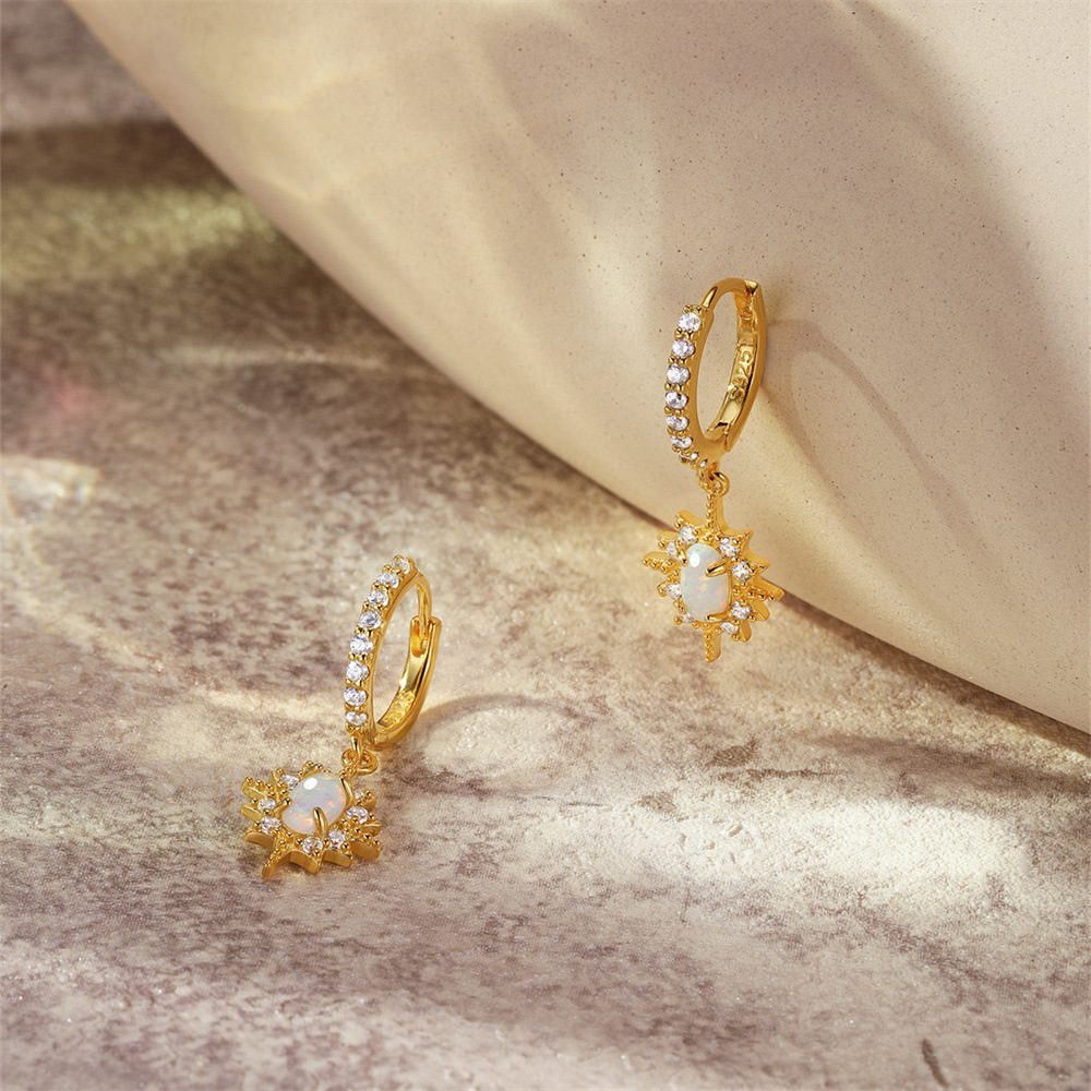 925 Sterling Silver Material 1 Pair 925 Sterling Silver Zircon 925 Sterling Silver Earrings Geometric Drop Earrings