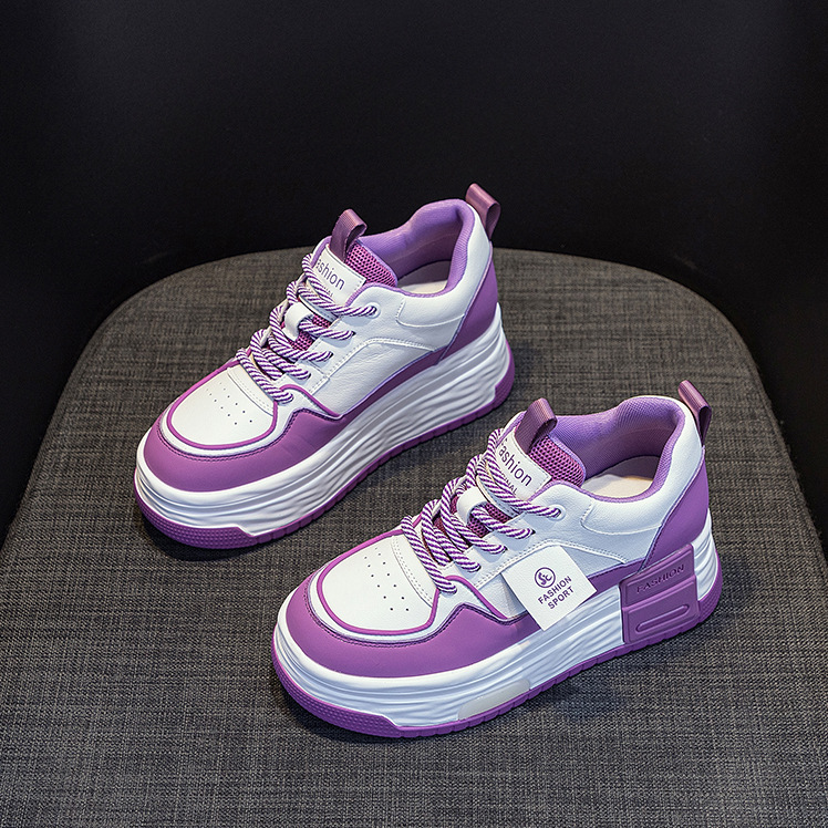 2025 Spring New Style Height-Increasing White Single Shoes Full Leather Thick Sole Casual Fashion Versatile Women's_vogvips.com