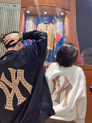 潮牌MLB秋季新款老花大标logo刺绣宽松休闲立领男女同款套头卫衣