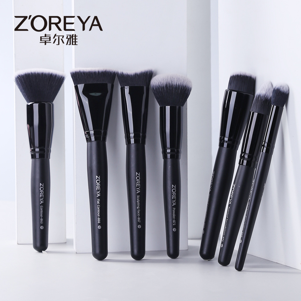 Zhuolya transfronteriza herramientas de belleza pincel de maquillaje negro cepillo de rubor único Cepillo de base en forma especial cepillo suelto al por mayor