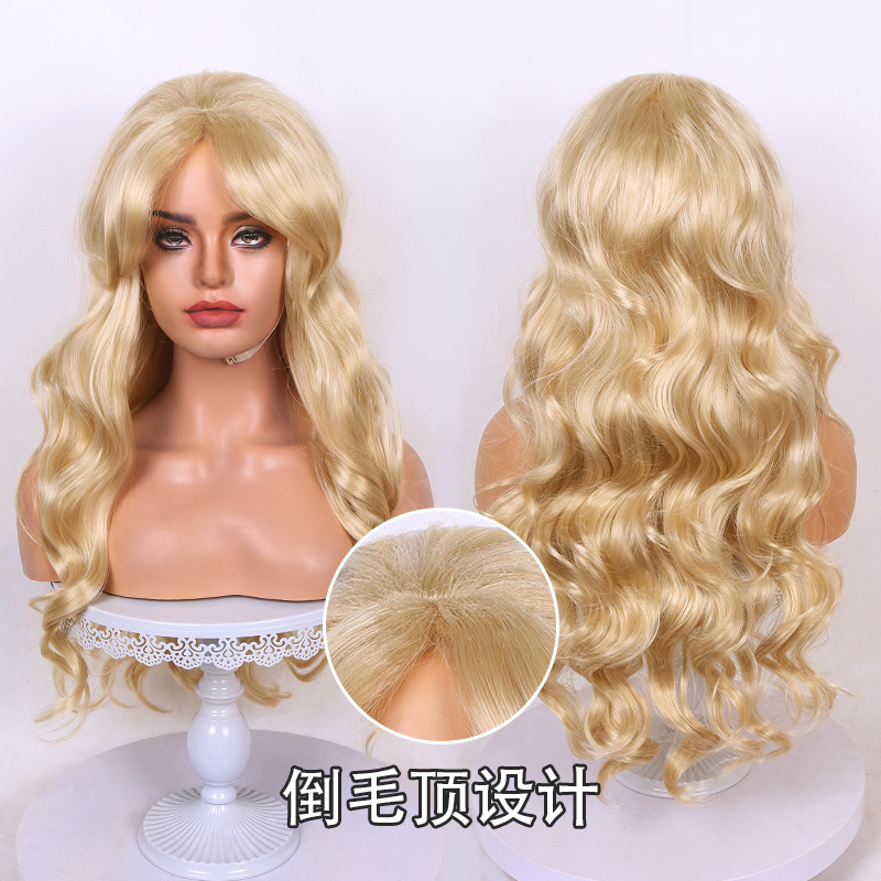 Dolly Parton, the famous American country singer, wore a long, curly, golden wig for her performances