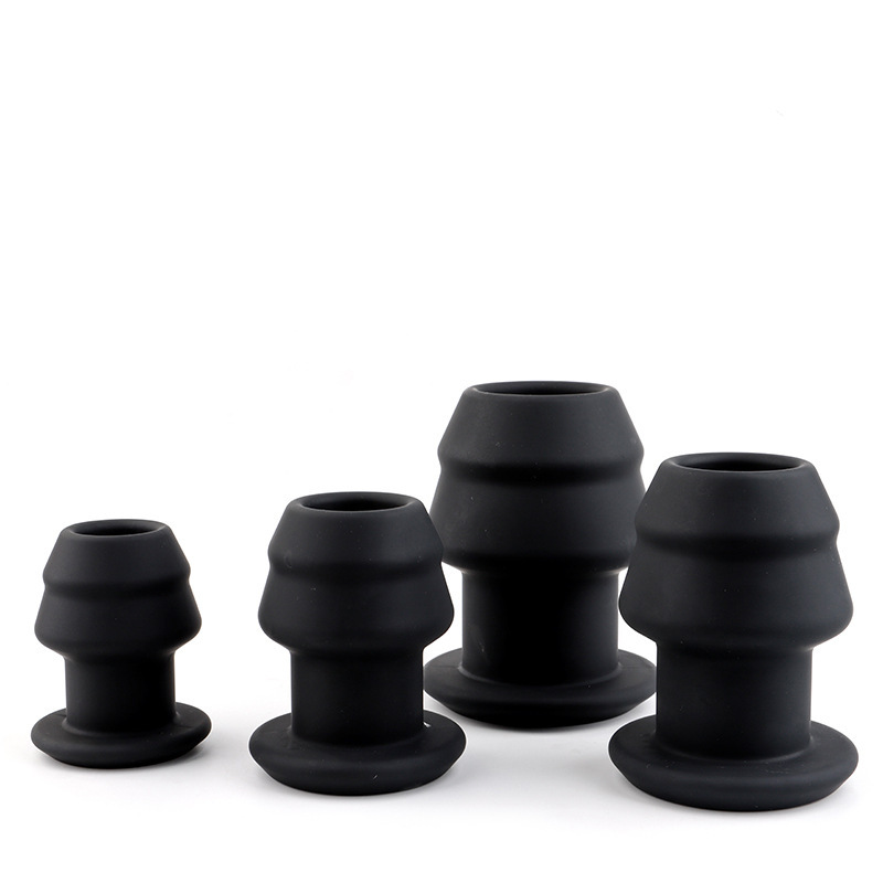 Hollow Silicone Anal Plug, Extra Large Black Training and Expansion Toy — detail image 9