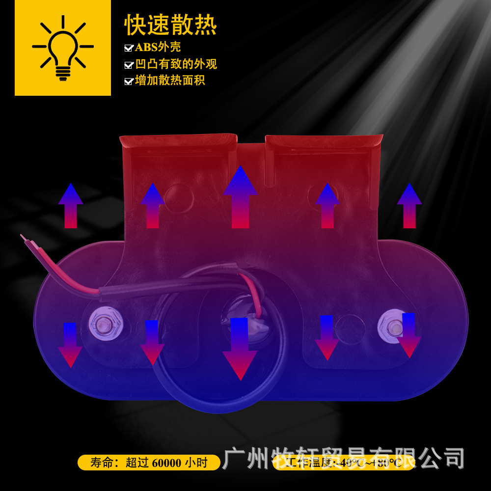 Cross-Border 24V Truck Led Guide Light Oval Side Light Tail Light Truck Light Truck Side Light Car Light