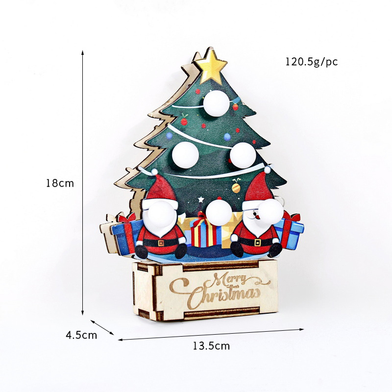 Mini árbol de Navidad de madera, vacaciones navideñas, decoración de fiesta en el hogar, regalo, decoración de árbol pequeño luminoso de mesa