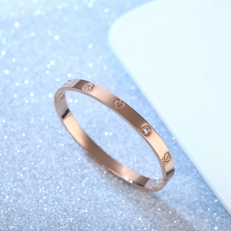 Браслет из нержавеющей стали с покрытием розовым 18K, европейский стиль, индивидуальная модная аксессуара