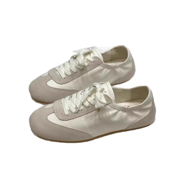 Primero antiguo ~ Zapatos de entrenamiento alemanes para mujer 2025 nuevos zapatos Forrest Gump de suela suave, zapatos blancos cómodos con cordones casuales planos