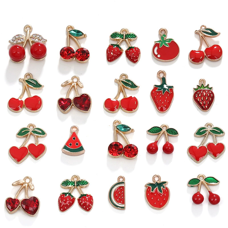 Оптовая продажа 1 мультяшный подвес из сплава с эффектом капель масла, сладкий фруктовый кулон для DIY сережек, браслетов и ювелирных аксессуаров