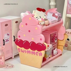 二層漫画アイスクリーム収納ラックインガールハートデスクトップかわいい学生ペンホルダー寝室寮収納ラック