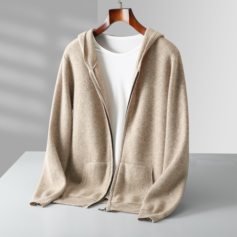 Pure Wool Men's Hooded Zipper Cardigan Sweatshirt Thickeneded Autumn and Winter New Casual Knitwear Knitwear Jacket Top Pure Wool Men's Hooded Zipper Cardigan Sweatshirt Thickeneded Autumn and Winter New Casual Knitwear Knitwear Jacket Top