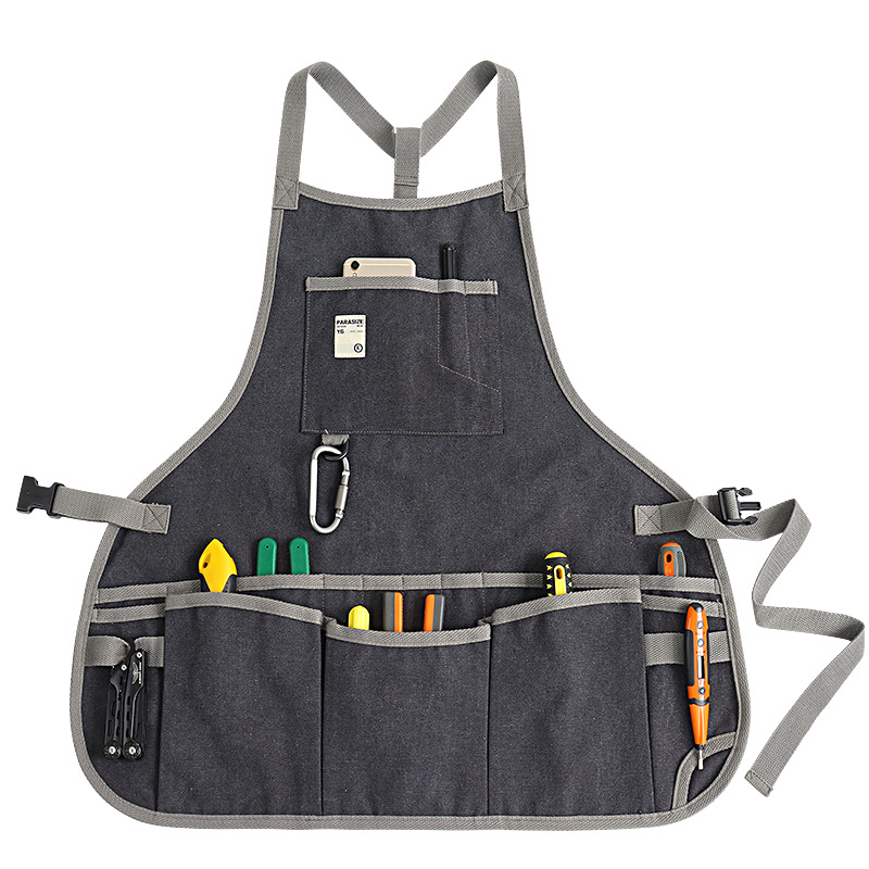 Nuevo delantal de lona gruesa transfronteriza logotipo personalizado floral jardinería ropa de trabajo electricista carpintería herramientas de almacenamiento delantal