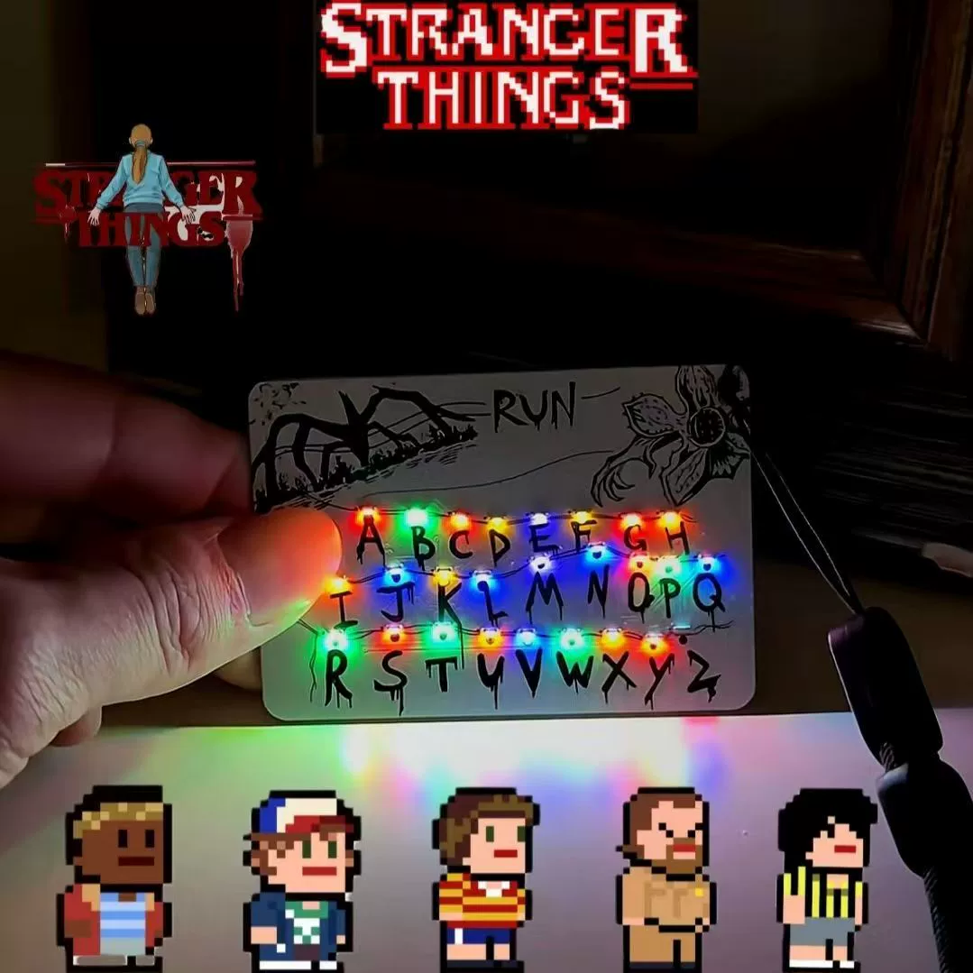 Luminous Pendant (Stranger Things) LED Alphabet Light Card Keychain, Multicolor LEDs