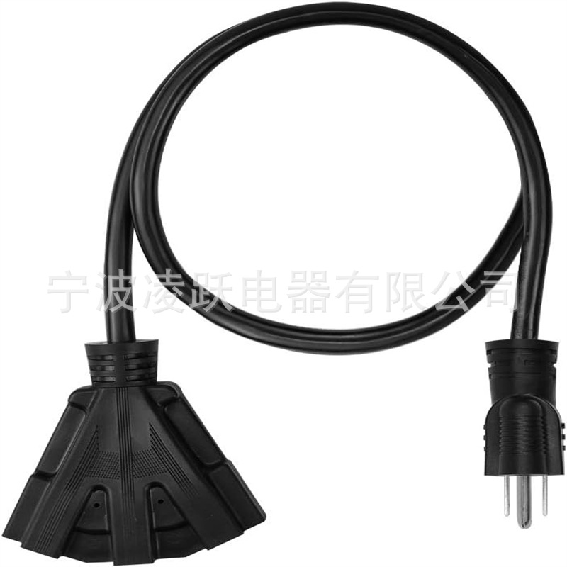 Mshyet 12/3 户外延长线,重型 3 插座 SJTW 室内/室外三爪电源线