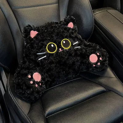 for Women, Headrest - black-huggable-cat-lumbar-support-pillow-single