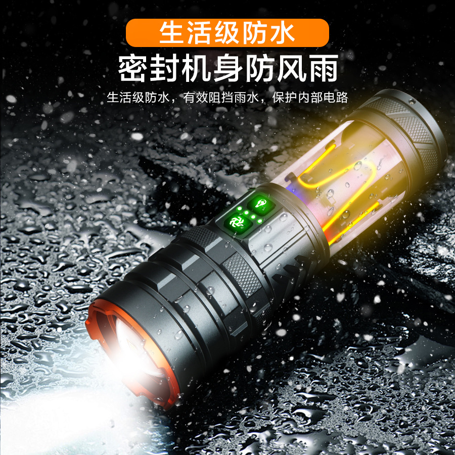 Nuevo tipo de linterna de luz alta al aire libre tipo C recargable super brillante multifuncional larga duración camping luz de atmósfera