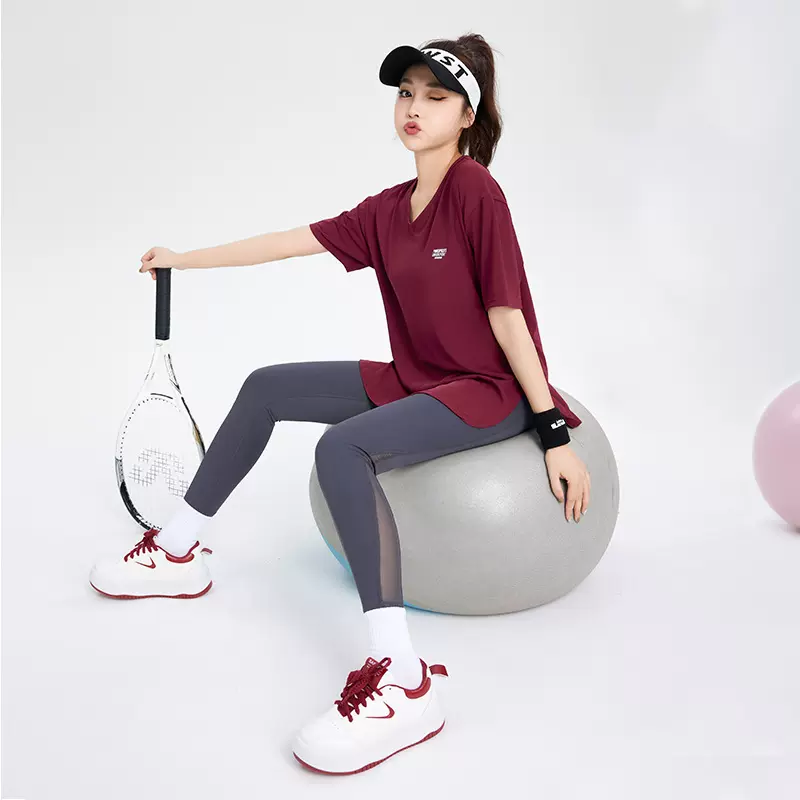 带口袋大码瑜伽服宽松胖mm跑步运动套装加长遮臀健身服速干晨跑服