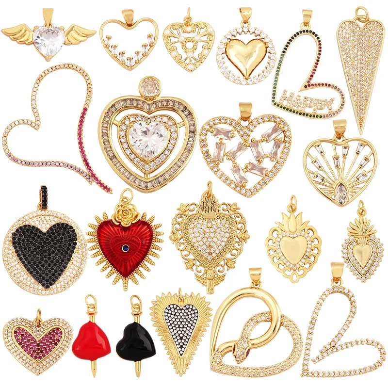 Foreign Trade European and American New Style Beautiful Red Heart-Shaped Pendant Victorian Era Love Zircon Pendant Accessory Gift