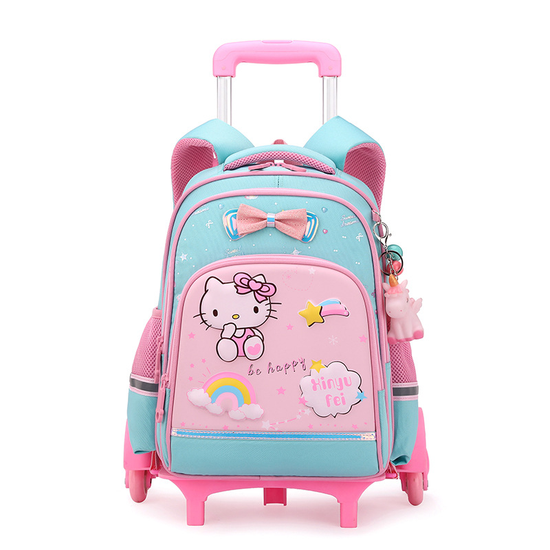 Mochila escolar con ruedas para niños de primaria con seis ruedas que pueden subir escaleras, mochila impermeable de gran capacidad y que reduce la carga para niñas de 1.º a 3.er grado