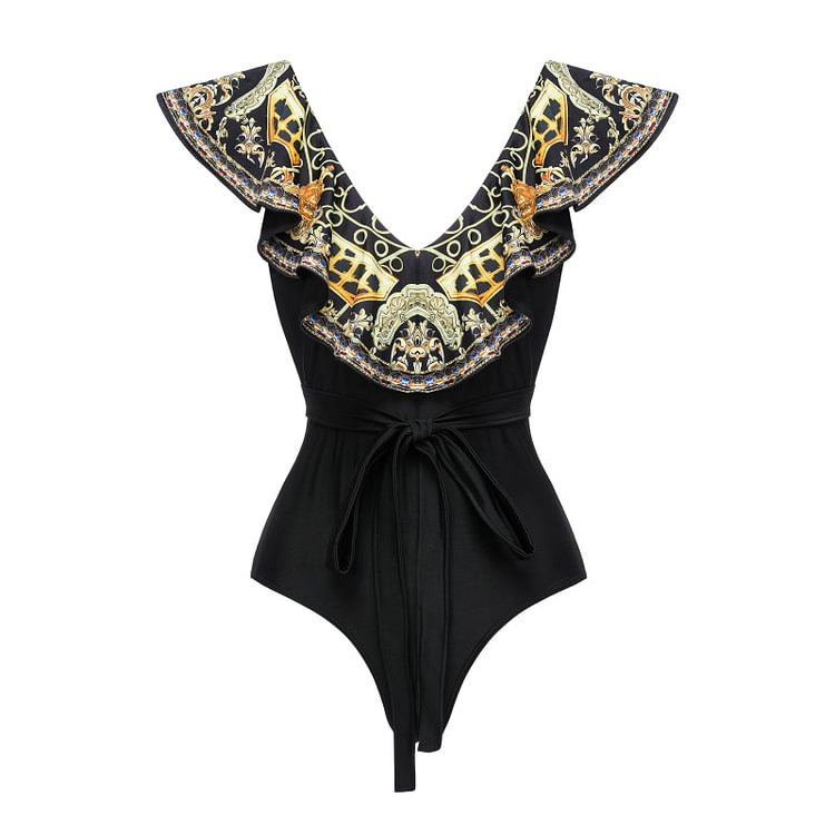 Women's Glam Retro French Style Digital Printing Printing Ruched One Piece Swimwear display picture 14