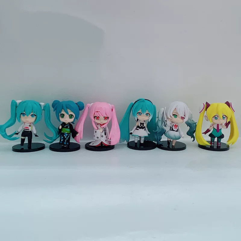 Набор фигурок Hatsune Q version — 6 чиби фигурок из ПВХ, ≈10 см для торта/машины/коллекции