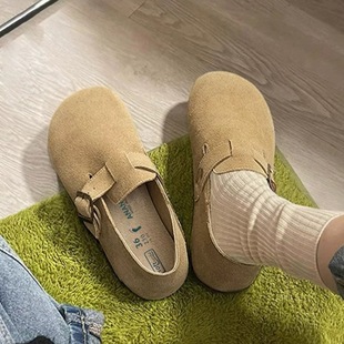 [In stock] Sanxi same style cowhide thick bottom fishing Boken shoes women's all-match all-inclusive Boken shoes slip-on shoes