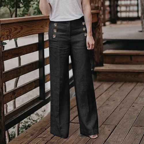 Plus Size 3XL Summer Linen Women Wide Legs Pants Trousers