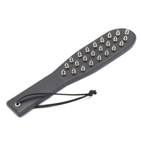 Foreign trade sex toys wholesale black leather spiked hand slap male and female hotel spanking swatter consignment