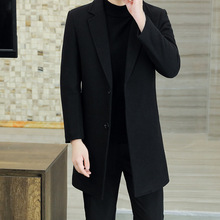 跨境羊毛呢子大衣男士韩版修身中长款风衣秋冬季加厚新款毛呢铭亦