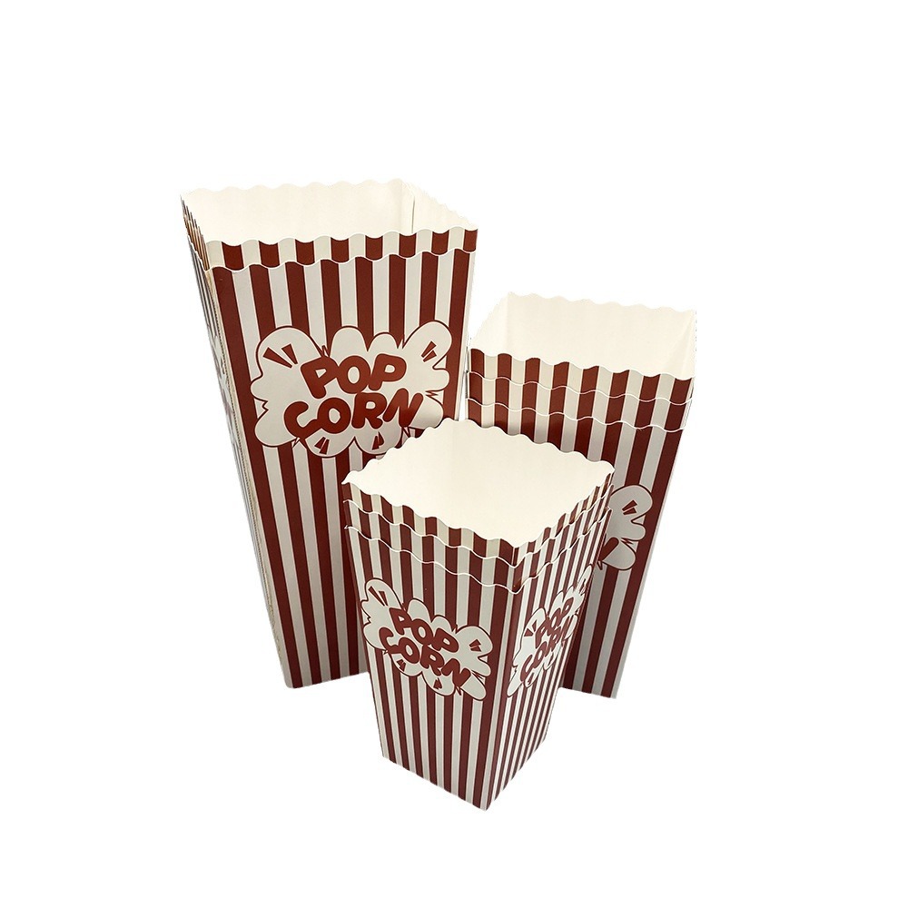 Caixa de embalaje de palomitas de maíz desechable, caja de embalaje para llevar, caja de papel para bocadillos, caja de bocadillos para cines, parque infantil