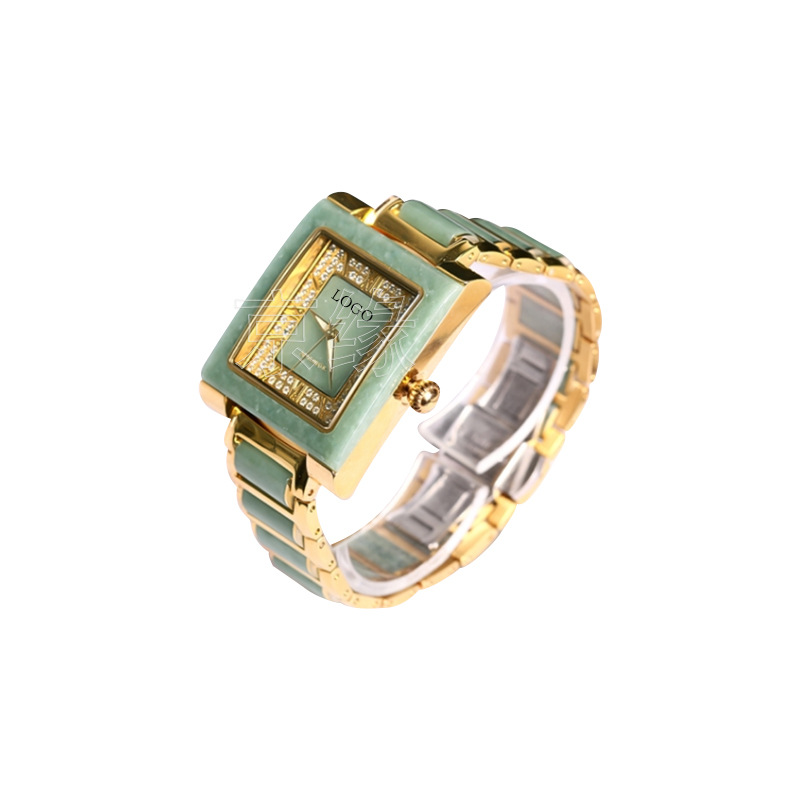 Nephrite  Emerald rectangle fully automatic Mechanics Noctilucent fashion Trend man watch