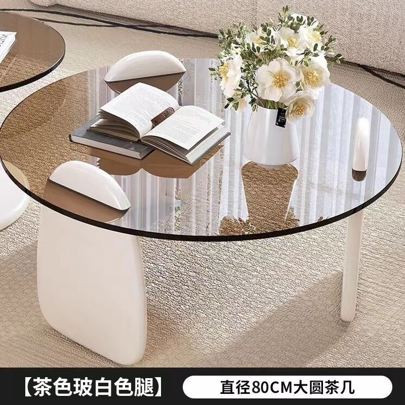 圆形茶几客厅家用小户型轻奢现代茶桌简约创意钢化玻璃茶几桌组合|undefined