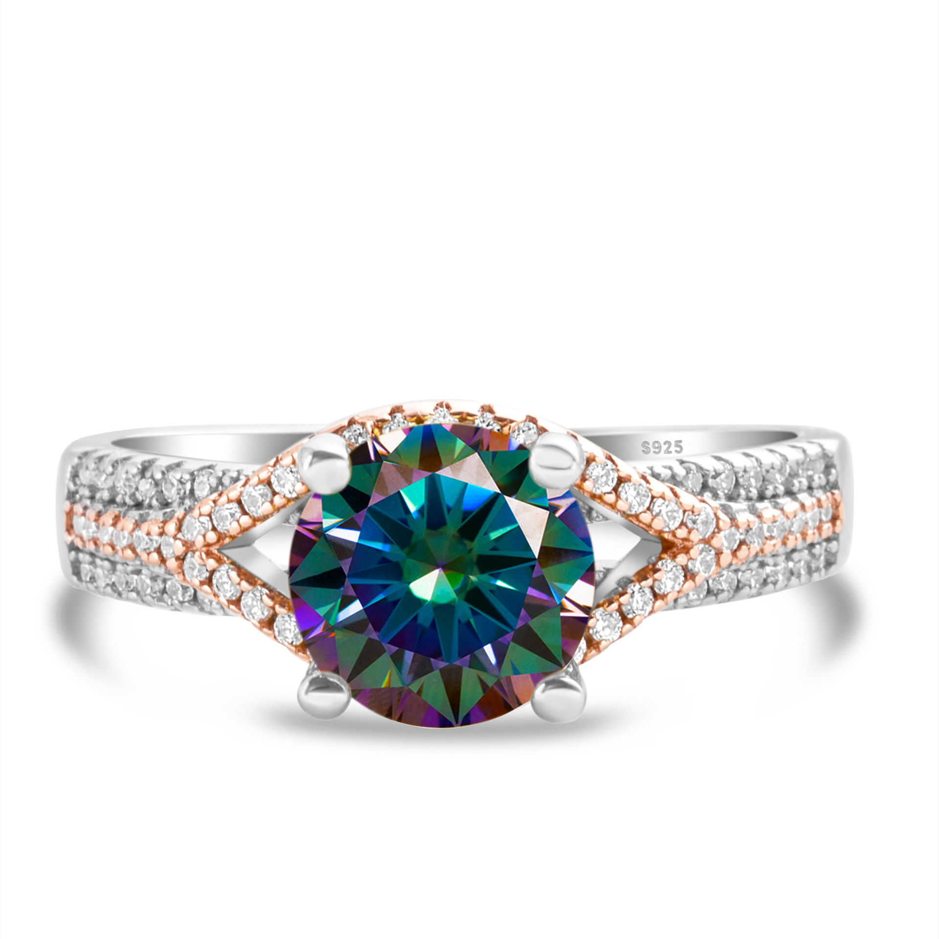 Anillo de flores de automóviles anillo de diamantes de moissan anillo de plata femenino exagerado oro anillo de diamantes de dos colores anillo de chatarra en vivo suministro