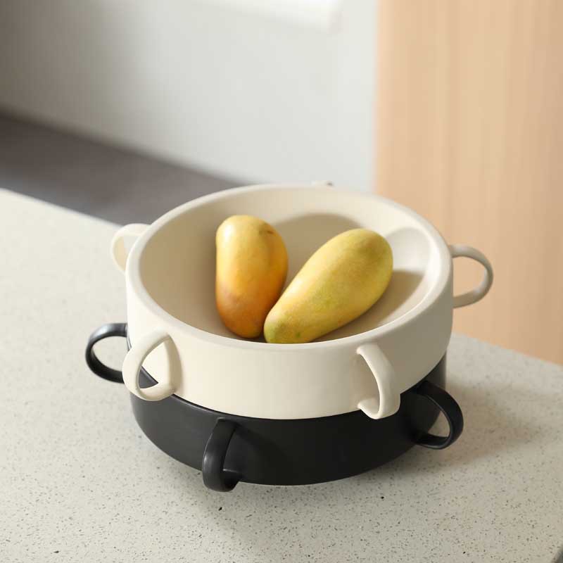 Plato de frutas de cerámica moderna simple decoración sala de estar mesa de té mesa de comedor de hotel bandeja decoración para el hogar