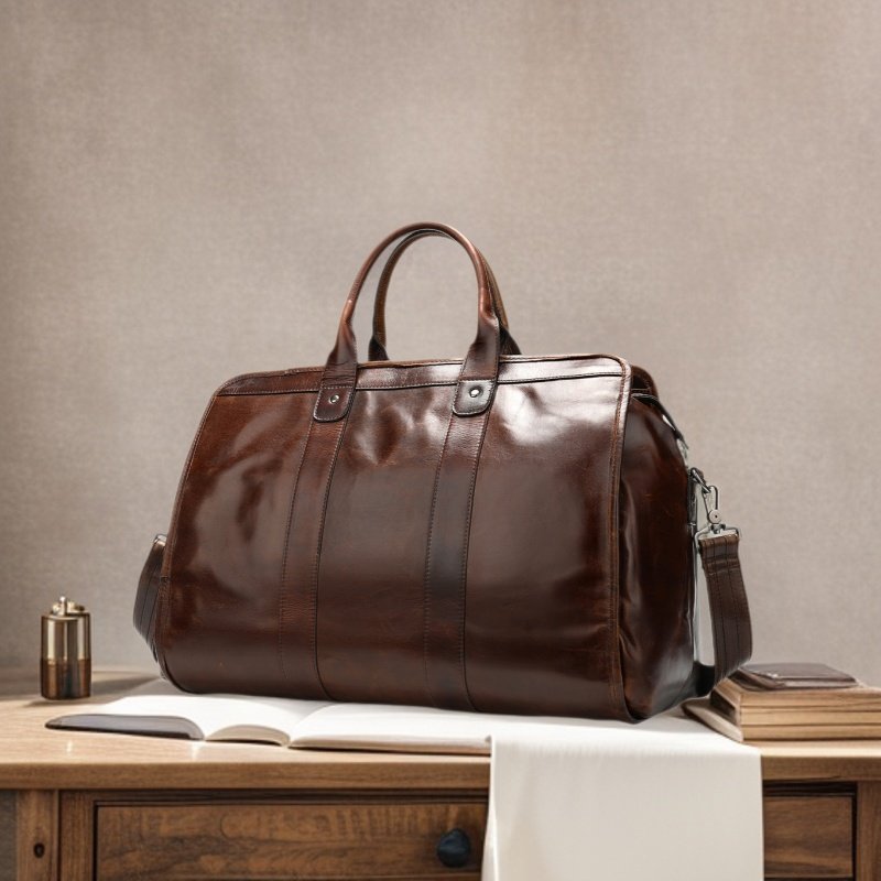 Borsa da viaggio da uomo in pelle bovina pieno fiore, borsa a mano per brevi viaggi, borsa da viaggio alla moda di grande capacità per uomo_voghion.com