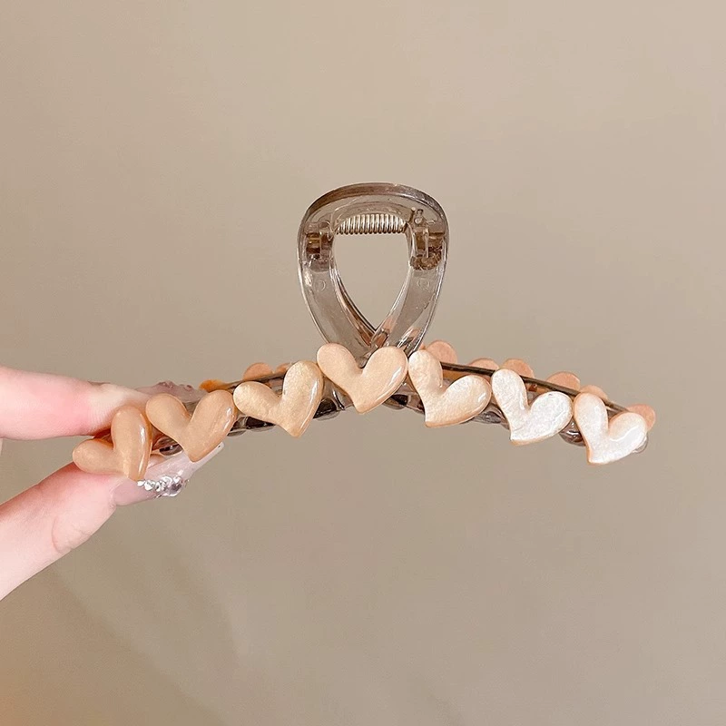 Крабья заколка для волос (hairgrip) акриловая большая булавка, жемчужные вставки, корейский стиль, лёгкая