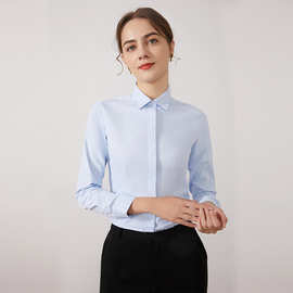 透气职业衬衣女四季长袖含棉正装衬衫酒店服务员销售工装透气舒适