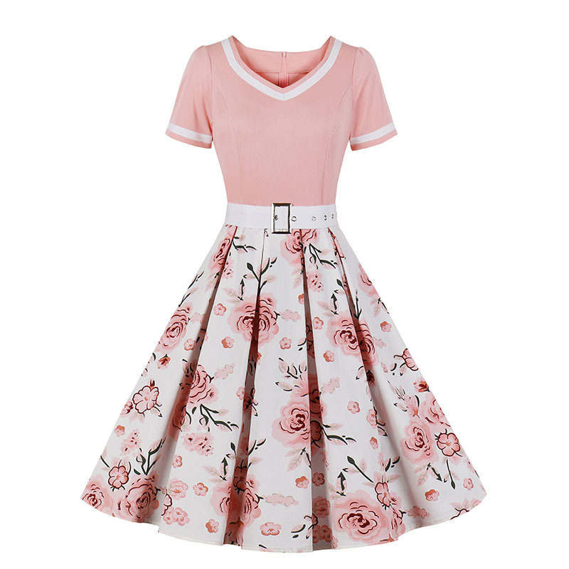 Amazon Foreign Trade European and American Retro Print Dress Tutu Skirt 1637 Fashion Floral Long Dress Clearance Sale
