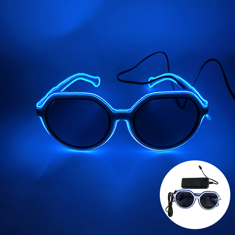 Gafas luminosas LED Barra KTV Equipo nocturno Gafas EL Gafas luminosas Oval Retro Moda Tinta Espejo