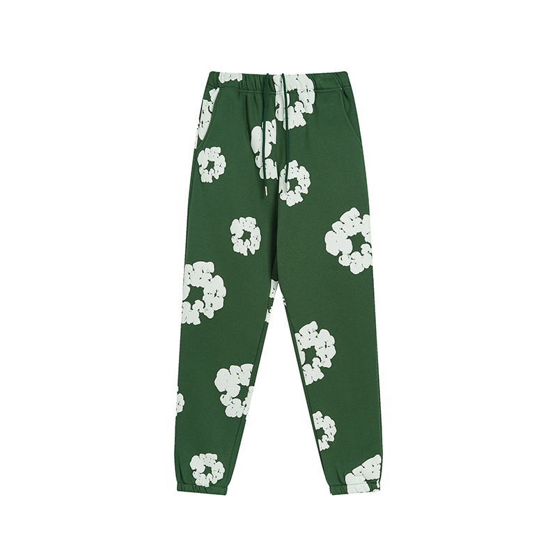 American High Street tridimensional espuma algodón impreso bordado Estilo Vintage hip hop hombres y mujeres micro cuerno pantalones de chándal