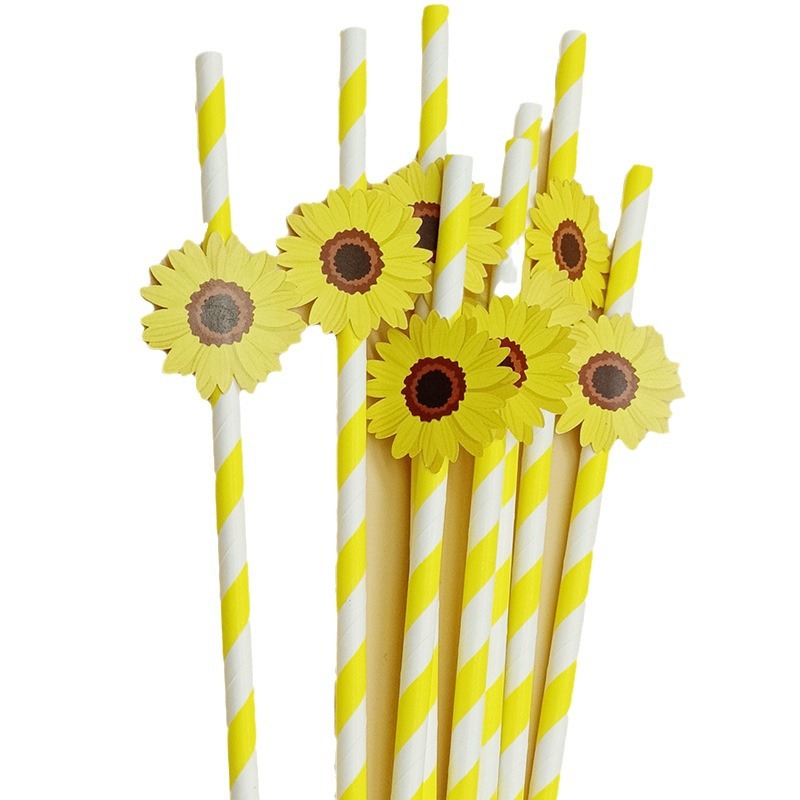 En stock creativo fiesta paja decoración serie con tarjeta pequeña flor girasol Margarita flor papel paja creativa