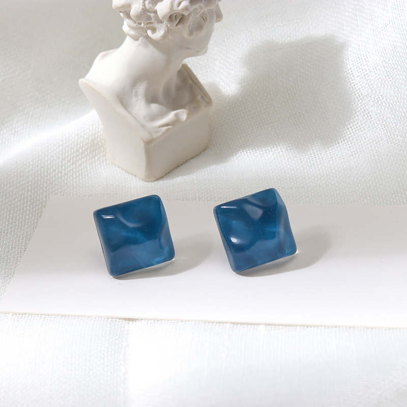7g Weight 925 Sterling Silver Ear Needle Material No Inlaid Inlay Material Earrings, Ear Studs Classification Wedding, Travel Occasion Resin Material Geometric Pattern Women'S Gender Simple Style Style White, Purple, Green, Silver Color Simple Style Geometric Resin No Inlaid Earrings Ear Studs 5