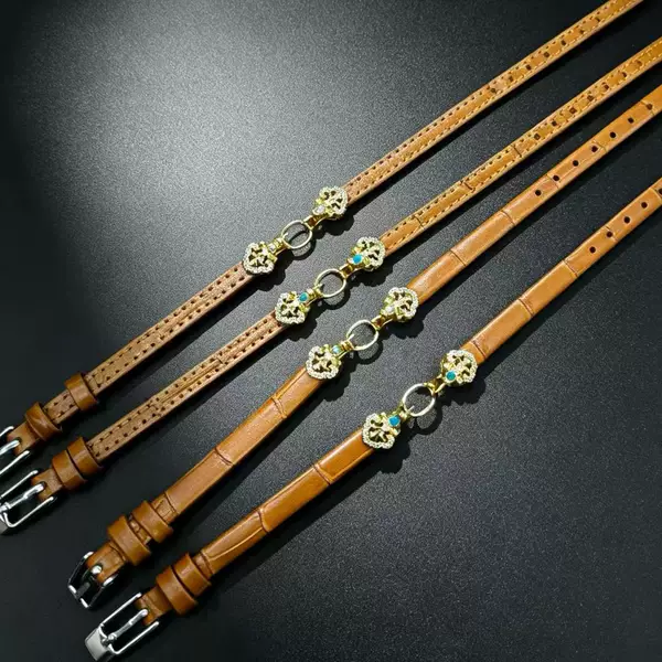 18K Gold-Plated Copper Empty Connector DIY Leather Bracelet Wristband Watch Strap Bamboo Pattern Jade Natural Gemstone