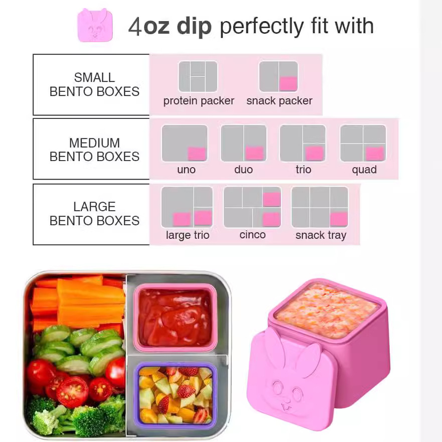 Amazon nuevo envase de bocadillos de silicona reutilizable a prueba de derrame salsa de ensalada de silicona salsa contenedor con tapa