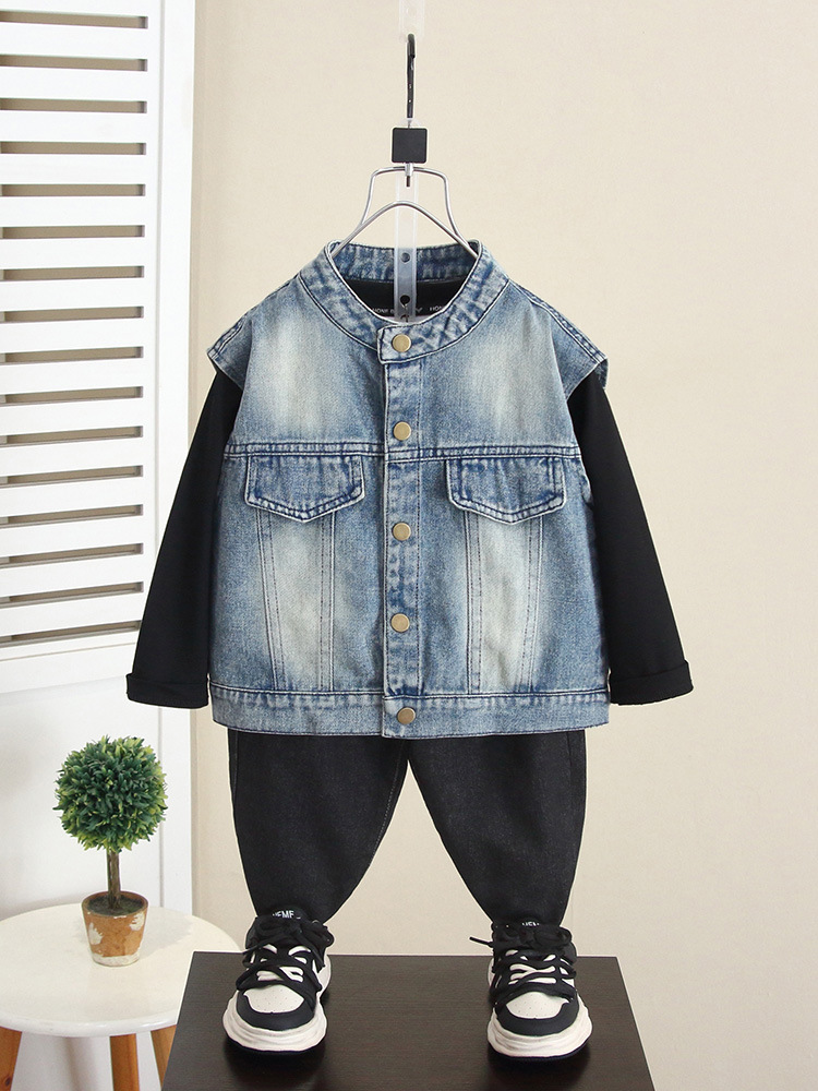 6263 Chaleco de mezclilla de otoño para niños 2025 Nuevo estilo de primavera y otoño para niños Chaleco coreano para niños