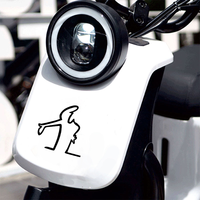 Decorazione per auto con incisione creativa personalizzata, raffigurante un omino dei cartoni animati, riflettente, per veicoli elettrici e motociclette._voghion.com