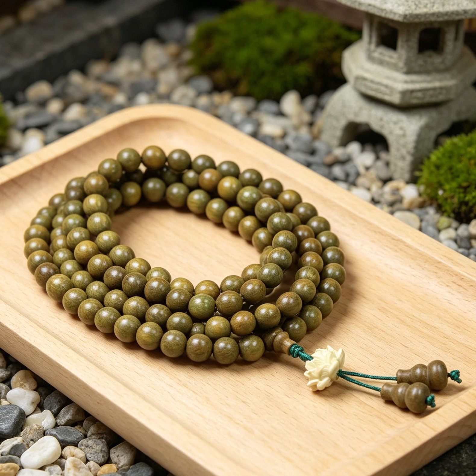 绿檀6mm*108颗【黄杨木莲花吊坠款】 / 标准